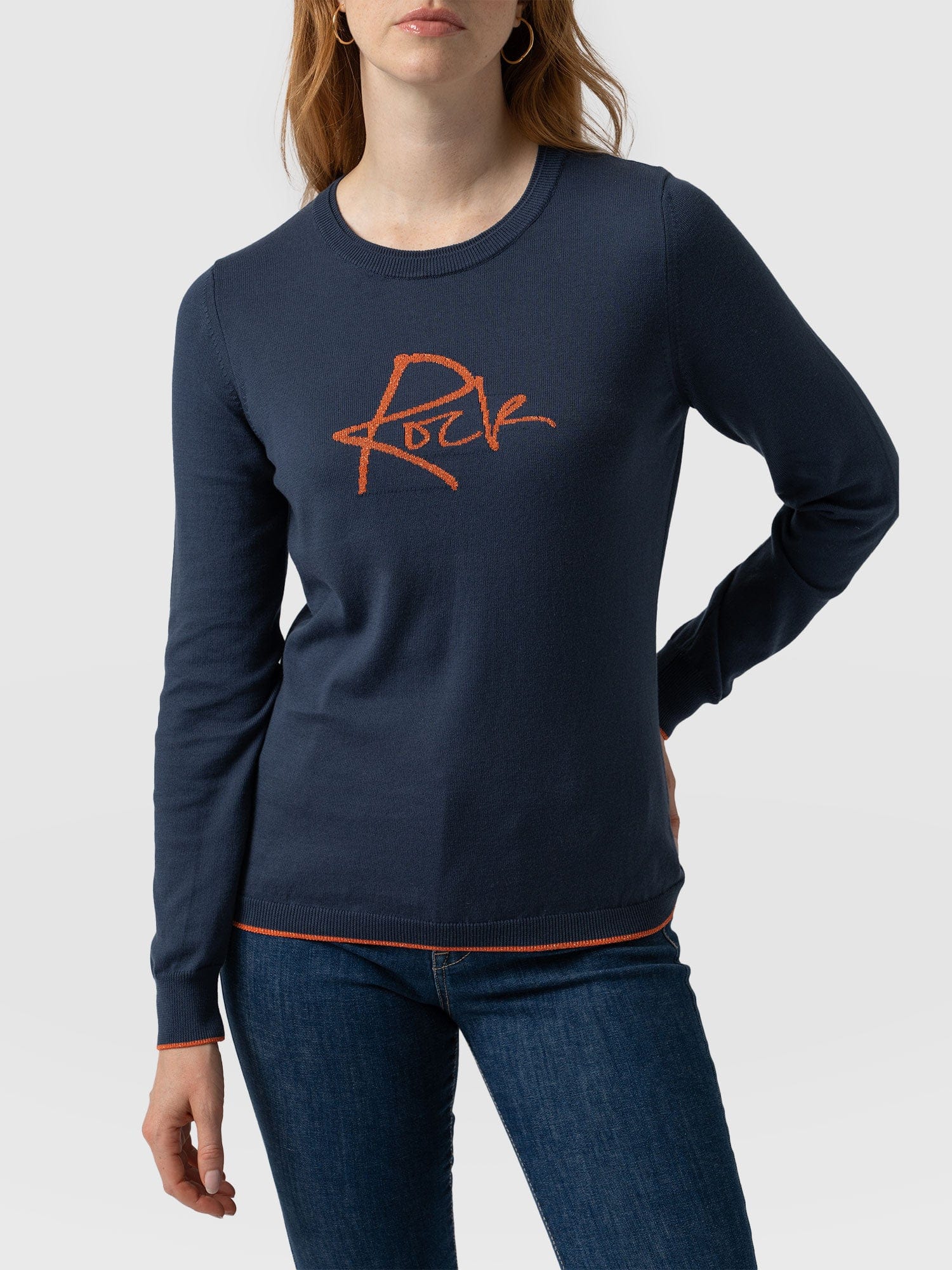 Rock Intarsia Jumper Navy - Women's Jumper | Saint + Sofia® EU